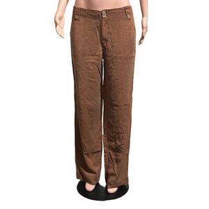 Pulp women's mid rise wide leg tencel belt loop brown pants L
